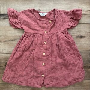 H&M Textured Button-Down dress in Rust pink